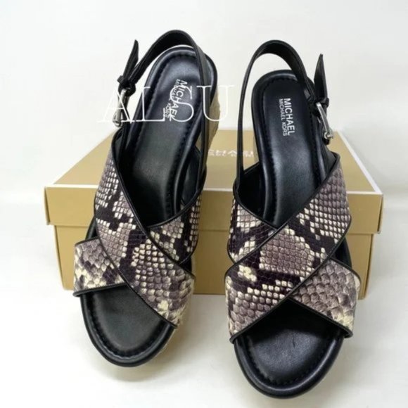 💖MEGA SALE💖Michael Kors Women's Size Sandal Jodi Mid Wedge Leather 40S8JOFS1E - Picture 13 of 15